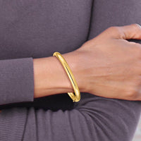10K Yellow Gold Polished Hinged Bangle Bracelet - 6mm Width