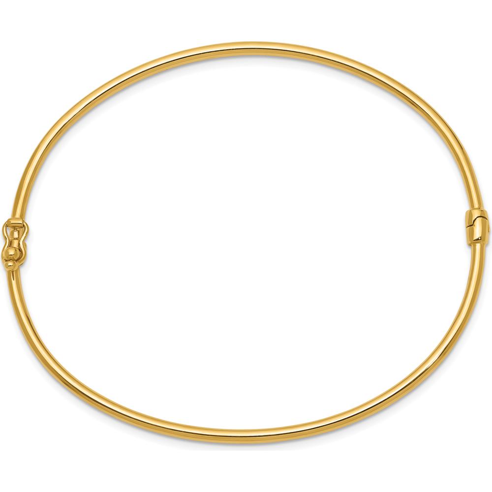 10K Yellow Gold Polished Hinged Bangle Bracelet with Box Catch Clasp - 7"