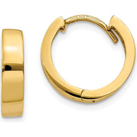 10K Yellow Gold Polished Hinged Hoop Earrings - 10mm Length, 3mm Width