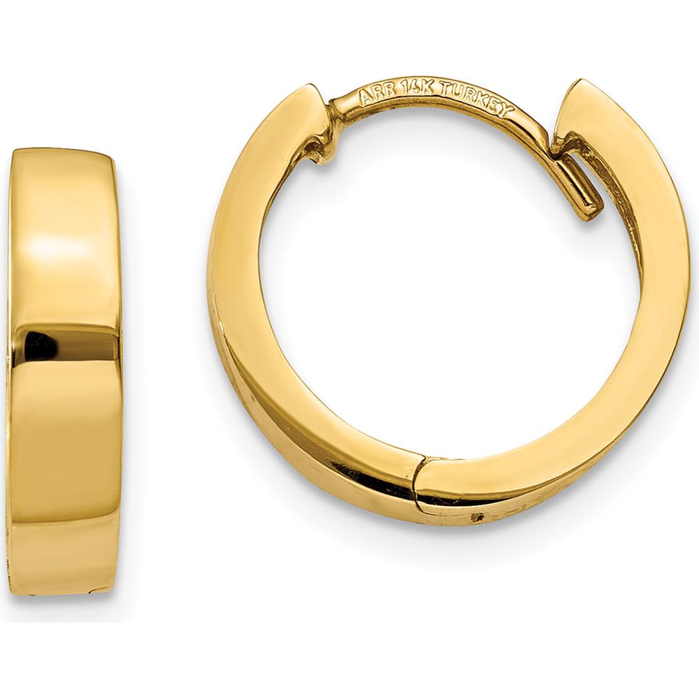 10K Yellow Gold Polished Hinged Hoop Earrings - 10mm Length, 3mm Width