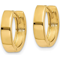 10K Yellow Gold Polished Hinged Hoop Earrings - 10mm Length, 3mm Width