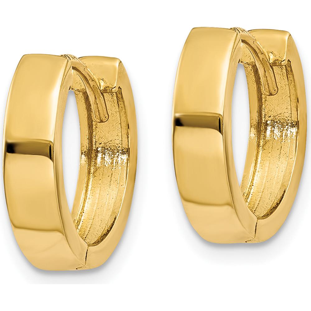 10K Yellow Gold Polished Hinged Hoop Earrings - 10mm Length, 3mm Width