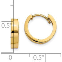 10K Yellow Gold Polished Hinged Hoop Earrings - 10mm Length, 3mm Width