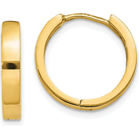 10K Yellow Gold Polished Hinged Hoop Earrings - 11mm Length