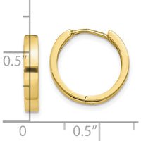 10K Yellow Gold Polished Hinged Hoop Earrings - 11mm Length
