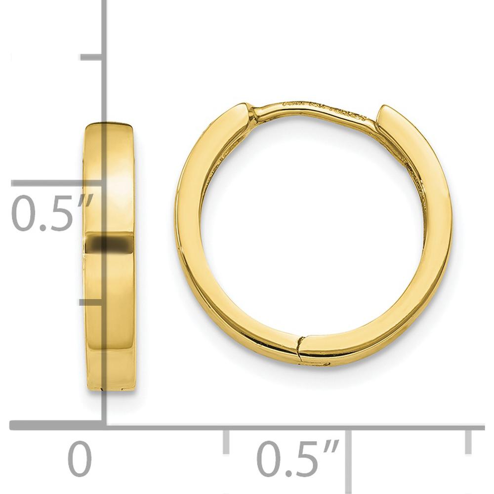 10K Yellow Gold Polished Hinged Hoop Earrings - 11mm Length