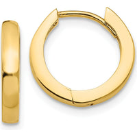 10K Yellow Gold Polished Hinged Hoop Earrings - 13.7mm Length