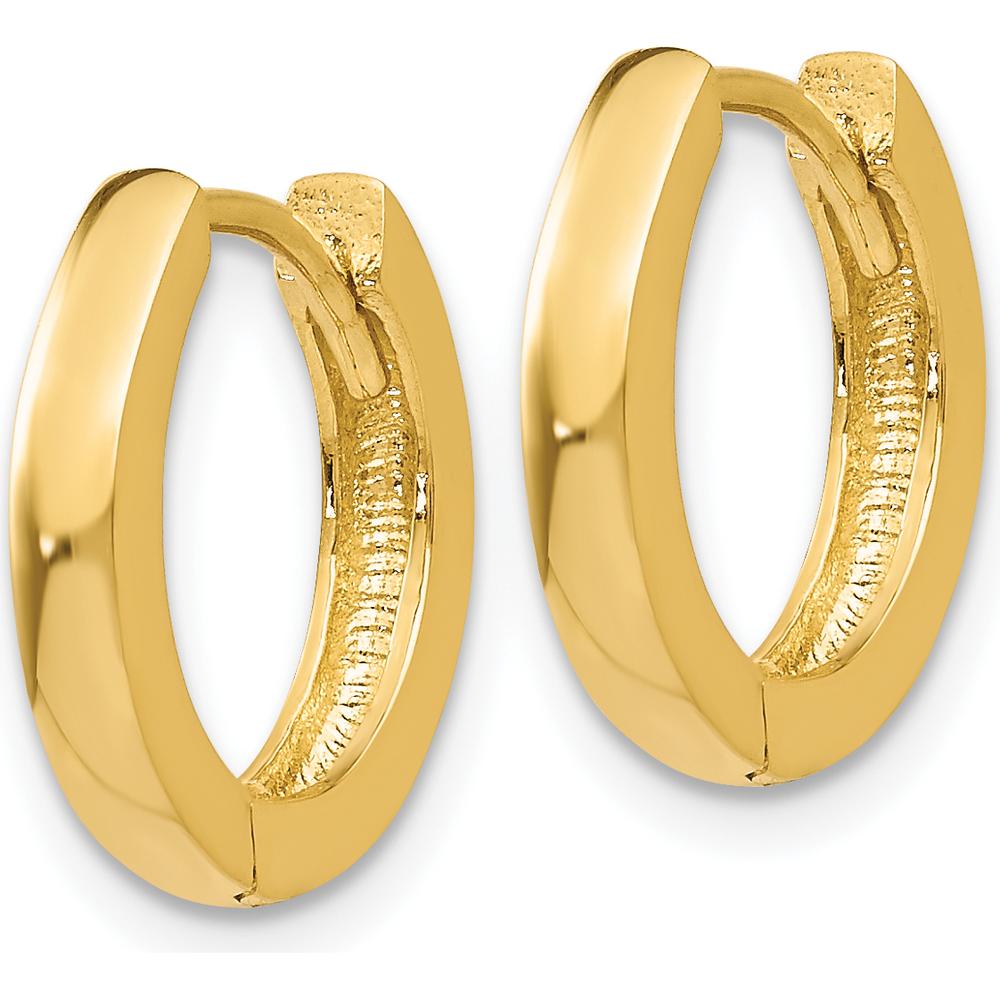 10K Yellow Gold Polished Hinged Hoop Earrings - 13.7mm Length
