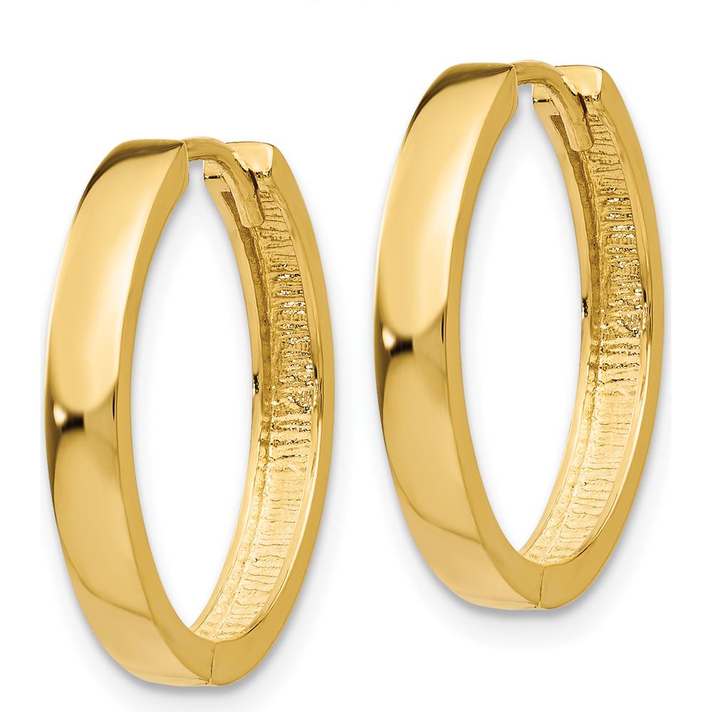10K Yellow Gold Polished Hinged Hoop Earrings - 15mm Length