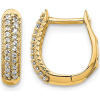 10K Yellow Gold Polished Hinged Hoop Earrings with Diamond Accent - 1.0 Carat Total Diamond Weight by Oro Pregiato