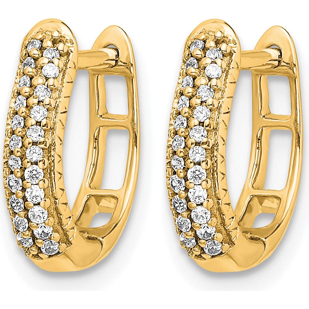 10K Yellow Gold Polished Hinged Hoop Earrings with Diamond Accent - 1.0 Carat Total Diamond Weight by Oro Pregiato