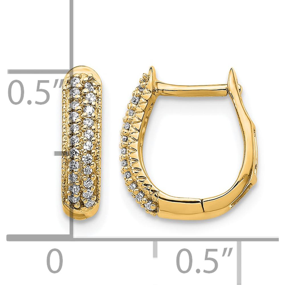 10K Yellow Gold Polished Hinged Hoop Earrings with Diamond Accent - 1.0 Carat Total Diamond Weight by Oro Pregiato