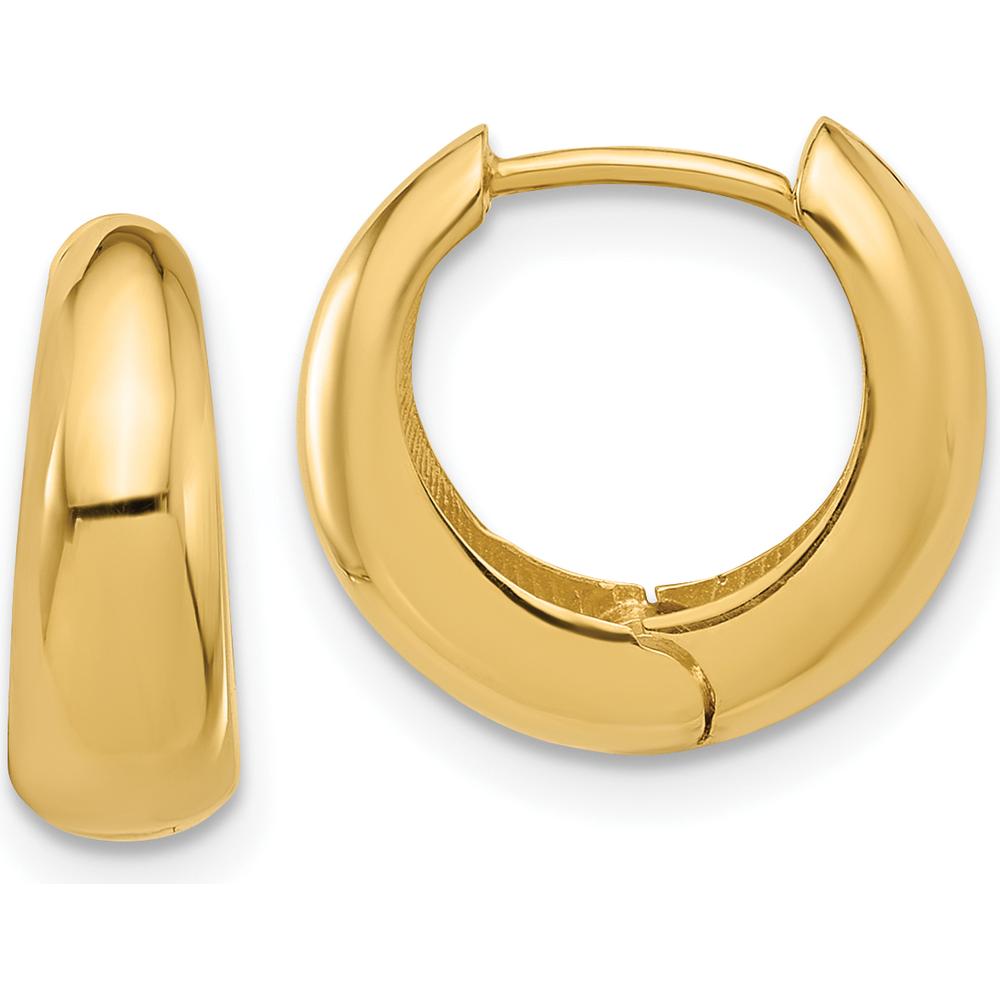 10K Yellow Gold Polished Hinged Huggie Hoop Earrings