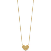 10K Yellow Gold Polished Hollow 3D Heart Pendant Necklace - 18in Chain