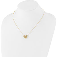10K Yellow Gold Polished Hollow 3D Heart Pendant Necklace - 18in Chain