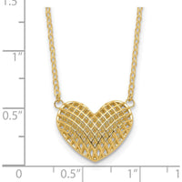 10K Yellow Gold Polished Hollow 3D Heart Pendant Necklace - 18in Chain