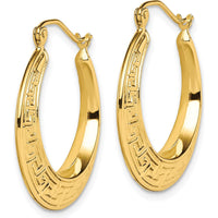 10K Yellow Gold Polished Hollow Greek Key Large Hoop Earrings