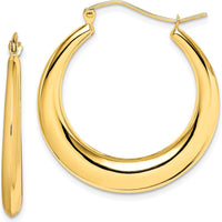 10K Yellow Gold Polished Hollow Hoop Earrings - 22mm