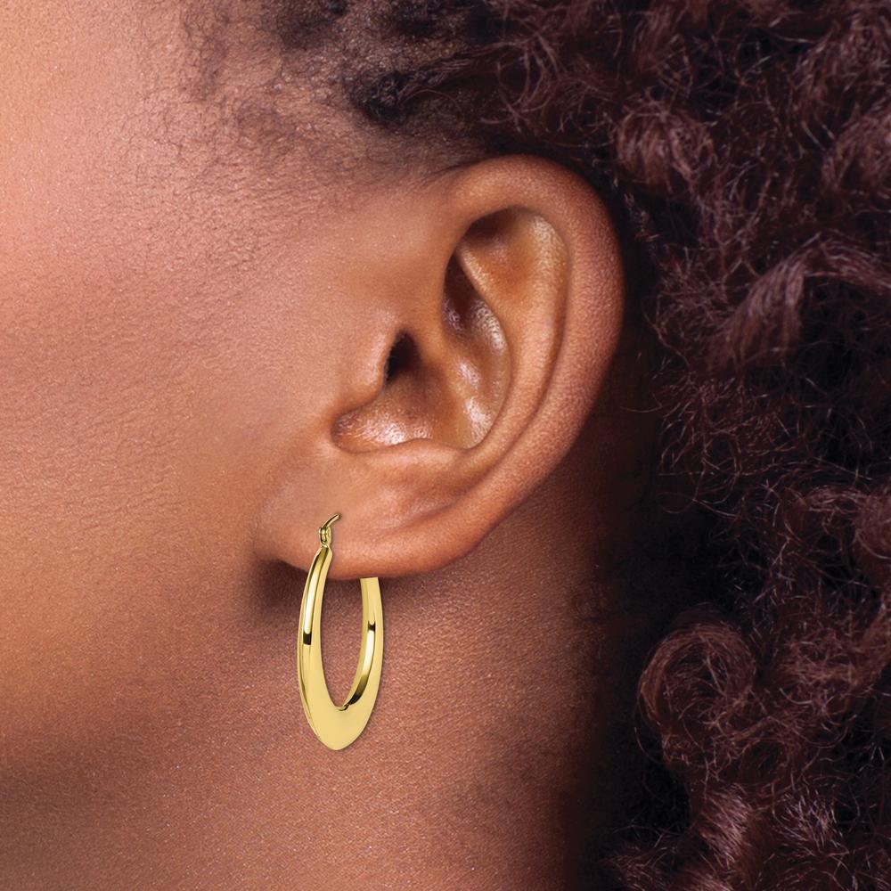 10K Yellow Gold Polished Hollow Hoop Earrings - 22mm