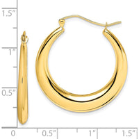 10K Yellow Gold Polished Hollow Hoop Earrings - 22mm