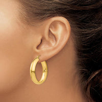 10K Yellow Gold Polished Hoop Earrings - 18mm Length