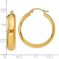 10K Yellow Gold Polished Hoop Earrings - 18mm Length