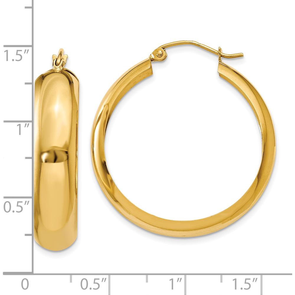 10K Yellow Gold Polished Hoop Earrings - 18mm Length