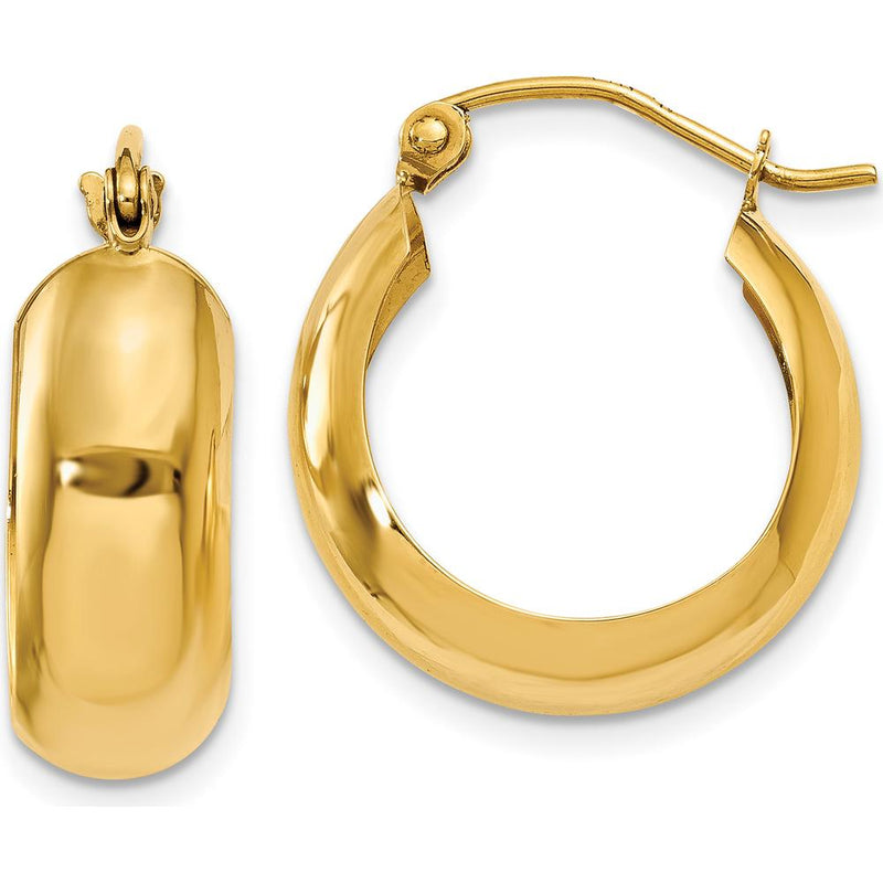 10K Yellow Gold Polished Hoop Earrings - 19mm Length