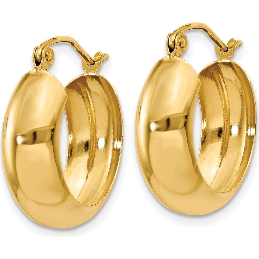 10K Yellow Gold Polished Hoop Earrings - 19mm Length