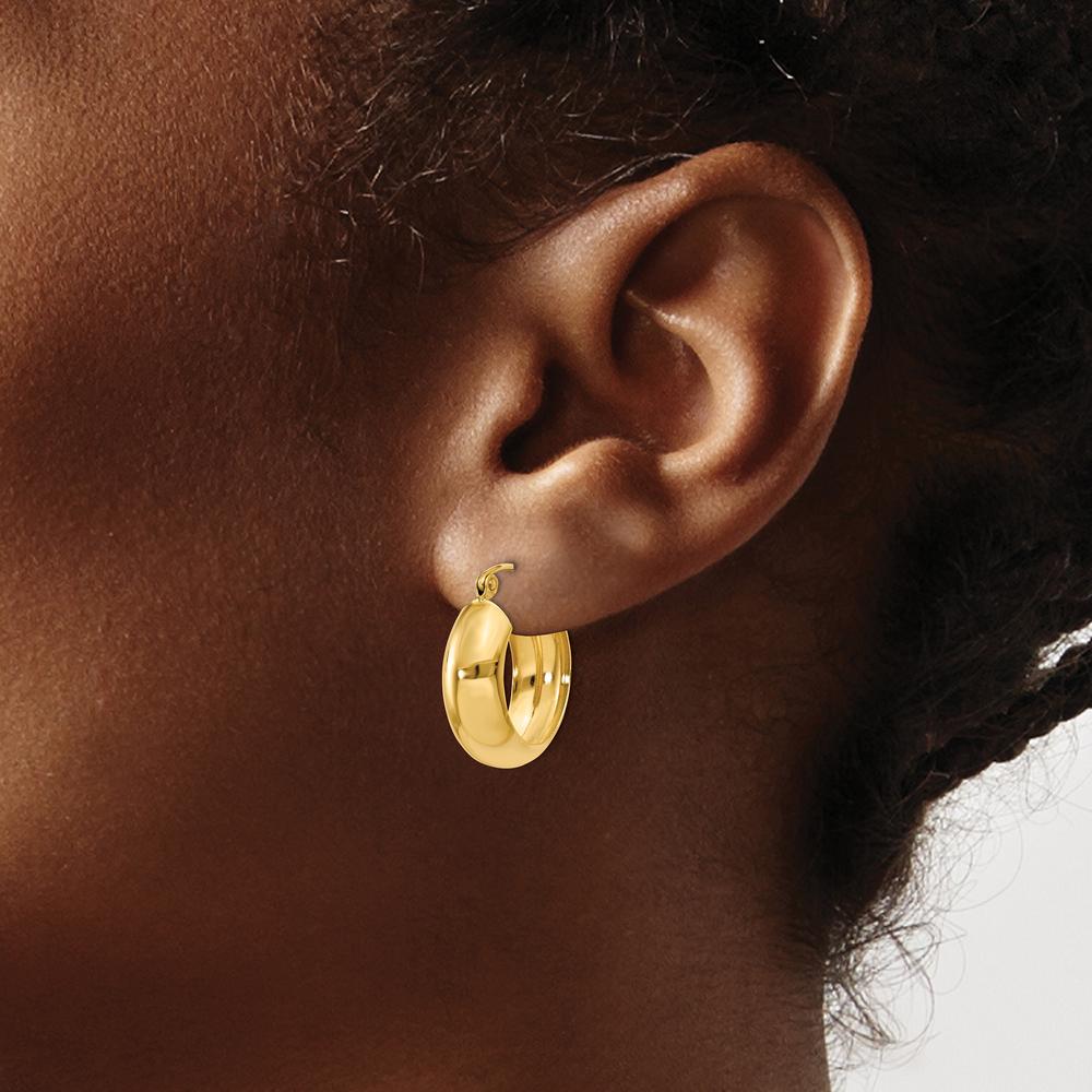 10K Yellow Gold Polished Hoop Earrings - 19mm Length