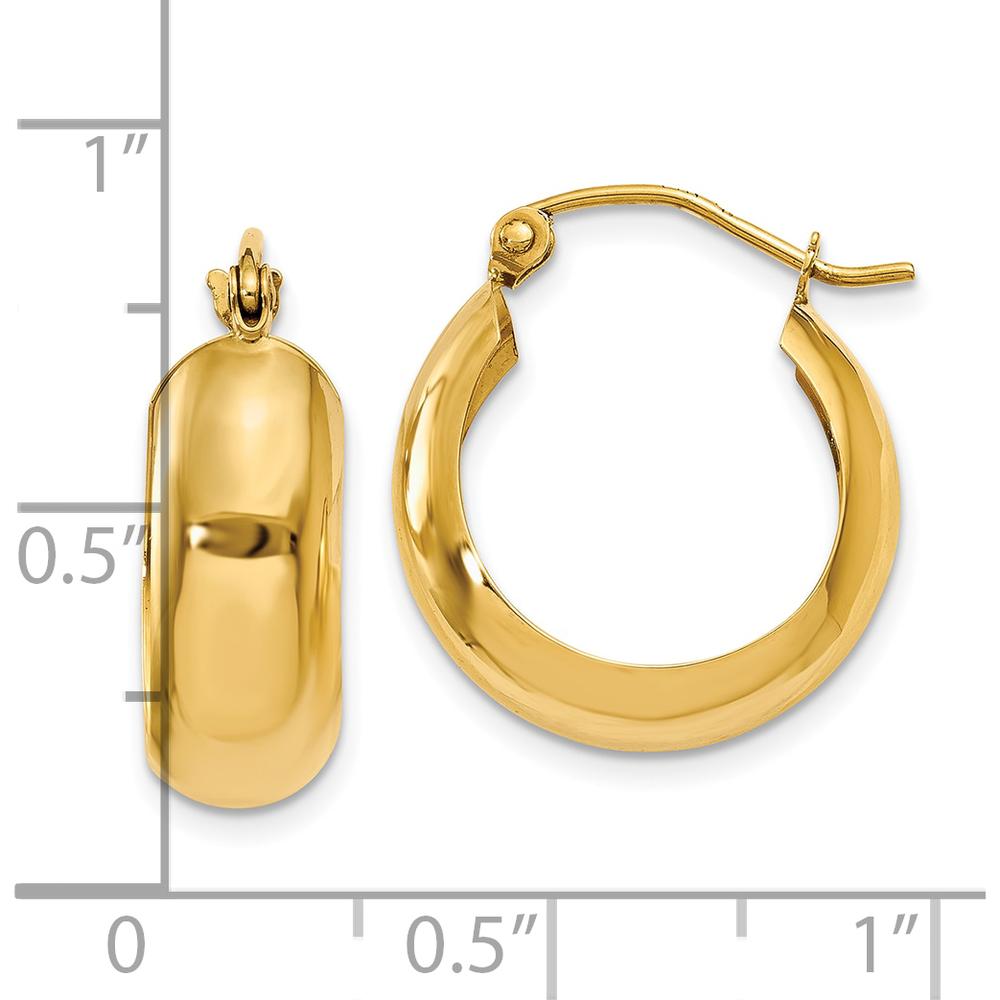 10K Yellow Gold Polished Hoop Earrings - 19mm Length