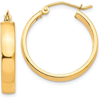10K Yellow Gold Polished Hoop Earrings - 25.5mm Length, 4mm Thickness
