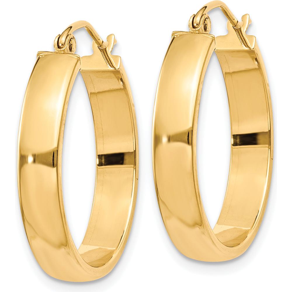10K Yellow Gold Polished Hoop Earrings - 25.5mm Length, 4mm Thickness