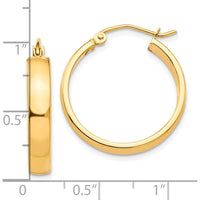 10K Yellow Gold Polished Hoop Earrings - 25.5mm Length, 4mm Thickness