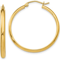10K Yellow Gold Polished Hoop Earrings - 30mm Length, 31mm Width