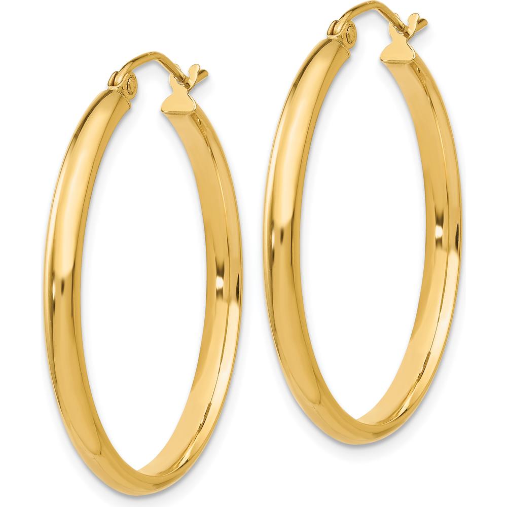 10K Yellow Gold Polished Hoop Earrings - 30mm Length, 31mm Width