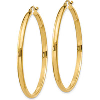10K Yellow Gold Polished Hoop Earrings - 43mm Length, 44mm Width