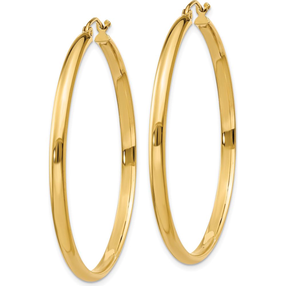 10K Yellow Gold Polished Hoop Earrings - 43mm Length, 44mm Width