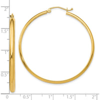 10K Yellow Gold Polished Hoop Earrings - 43mm Length, 44mm Width