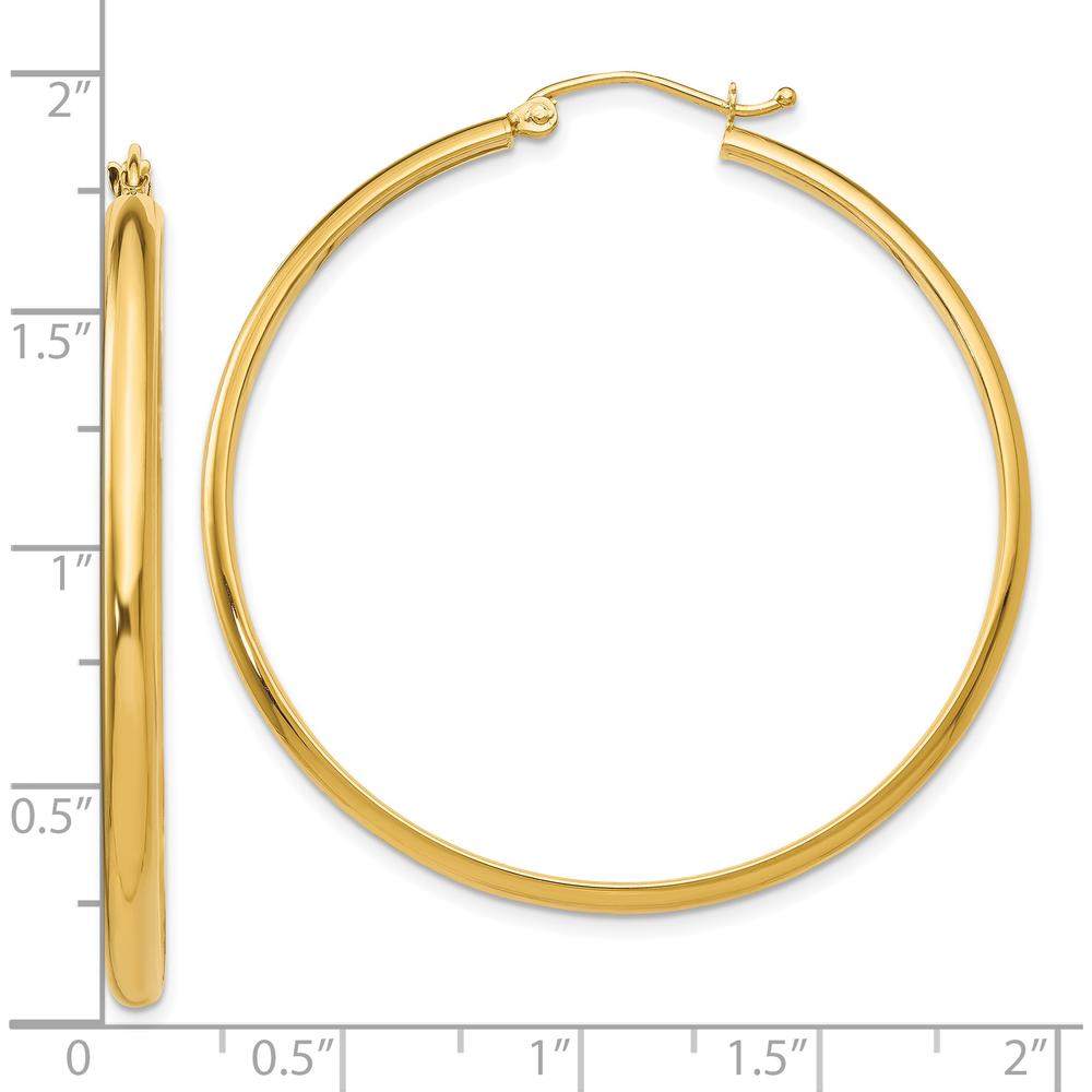 10K Yellow Gold Polished Hoop Earrings - 43mm Length, 44mm Width