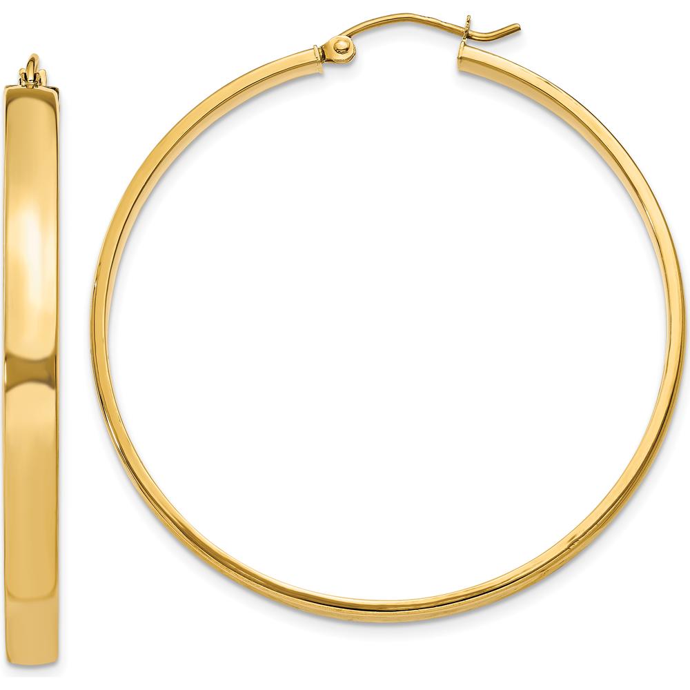 10K Yellow Gold Polished Hoop Earrings - 45mm Length