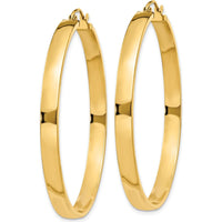 10K Yellow Gold Polished Hoop Earrings - 45mm Length
