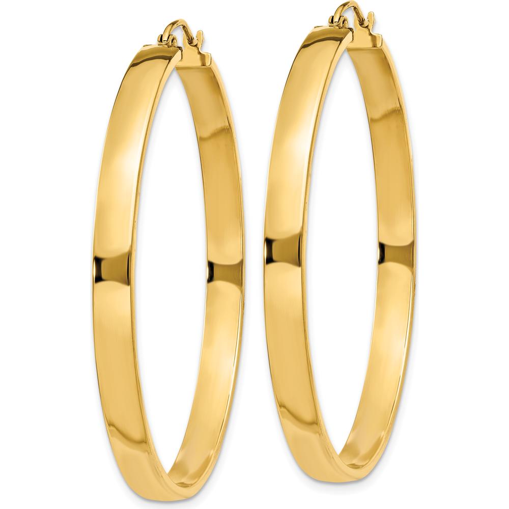 10K Yellow Gold Polished Hoop Earrings - 45mm Length