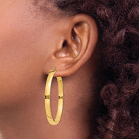10K Yellow Gold Polished Hoop Earrings - 45mm Length