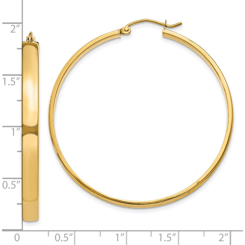 10K Yellow Gold Polished Hoop Earrings - 45mm Length