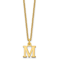 10K Yellow Gold Polished Initial "M" Pendant Necklace - 18" Cable Chain