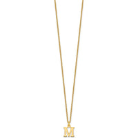 10K Yellow Gold Polished Initial "M" Pendant Necklace - 18" Cable Chain