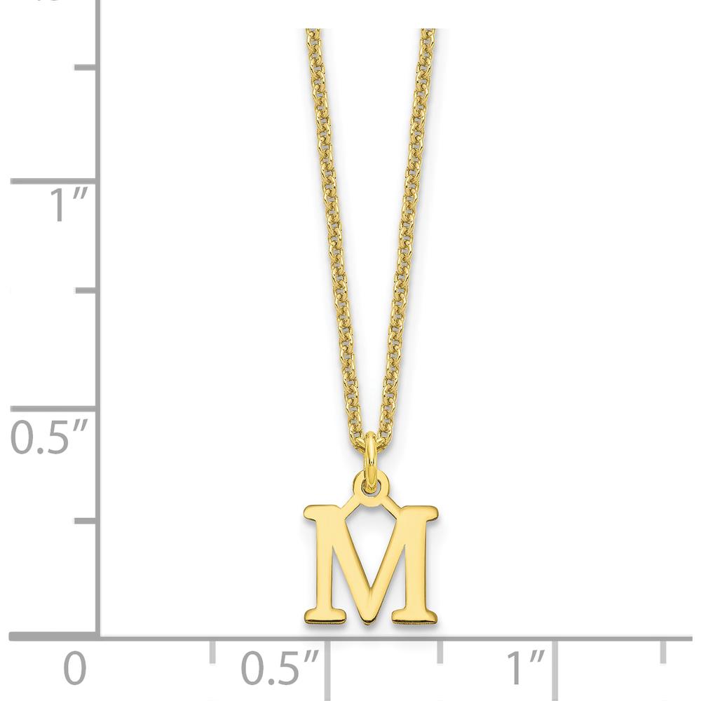 10K Yellow Gold Polished Initial "M" Pendant Necklace - 18" Cable Chain