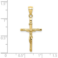 10K Yellow Gold Polished INRI Crucifix Pendant - 34mm Length