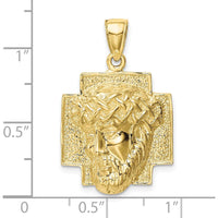 10K Yellow Gold Polished Jesus Head with Crown Pendant - Solid Gold 21.04mm Length